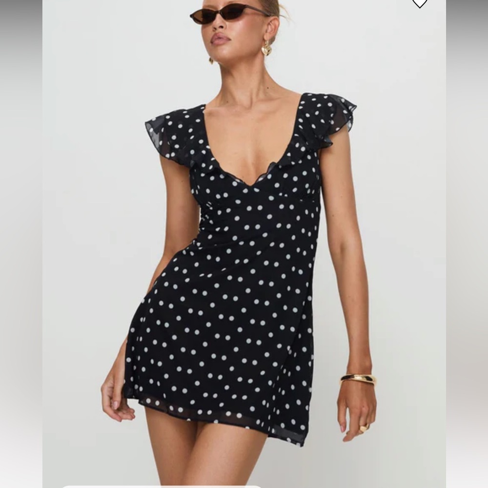 Princess Polly Mini Dress Black Polka Dot